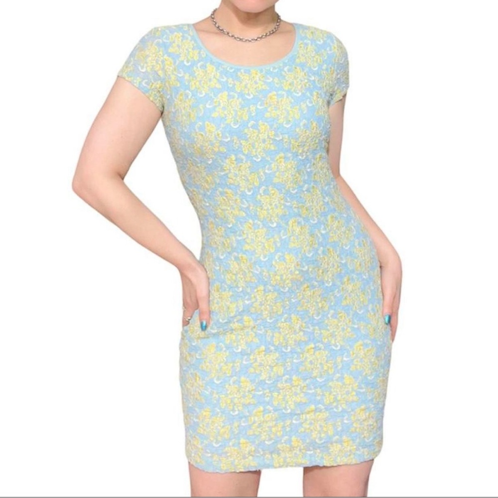 Floral Blue and Yellow Dress